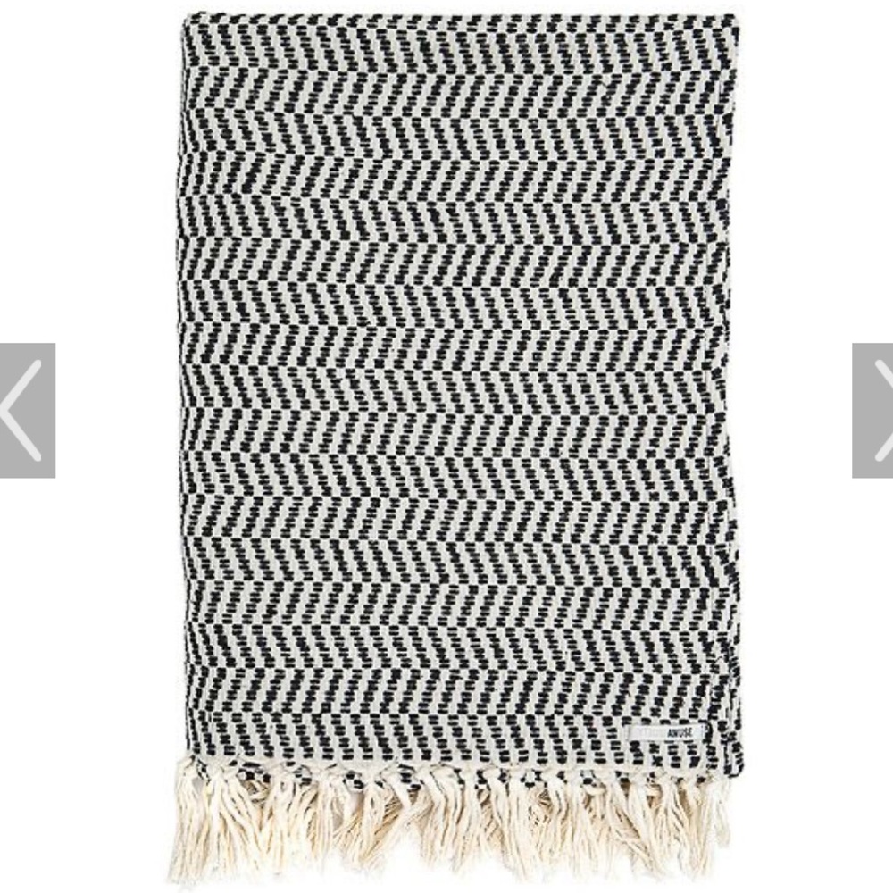 Amuse Society Black and White Herringbone Souk Throw Blanket